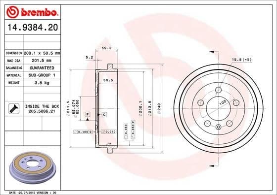 Brake Drum ESSENTIAL LINE 14.9384.20