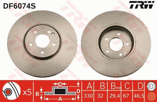Brake Disc TRW SINGLE DF6074S