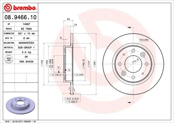 Brake Disc PRIME LINE 08.9466.10