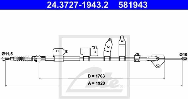 Cable Pull, parking brake 24.3727-1943.2