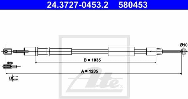 Cable Pull, parking brake 24.3727-0453.2