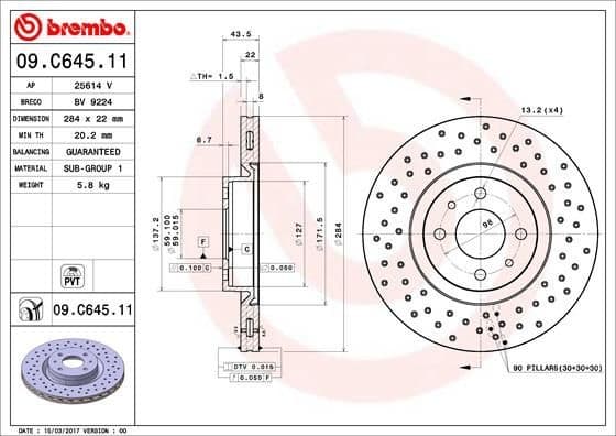 Brake Disc PRIME LINE - UV Coated 09.C645.11