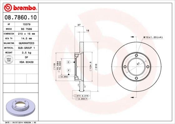 Brake Disc PRIME LINE 08.7860.10