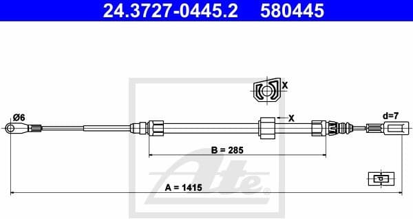 Cable Pull, parking brake 24.3727-0445.2