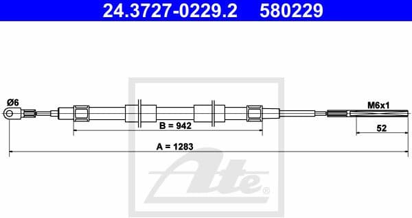 Cable Pull, parking brake 24.3727-0229.2