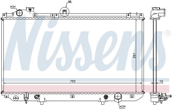 Radiator, engine cooling 64762