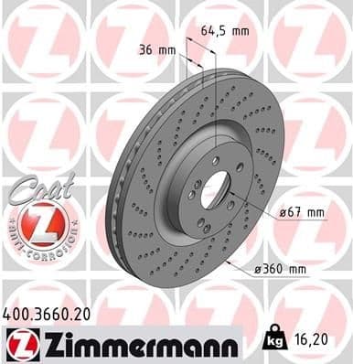 Brake Disc COAT Z 400.3660.20