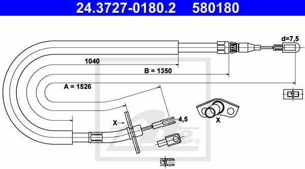 Cable Pull, parking brake 24.3727-0180.2