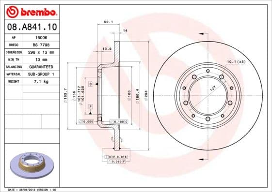 Brake Disc PRIME LINE 08.A841.10