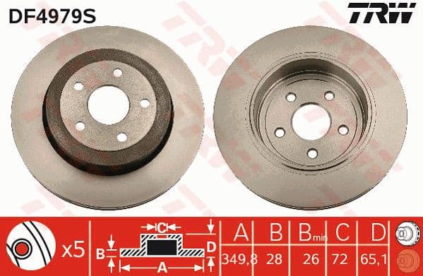Brake Disc TRW SINGLE DF4979S