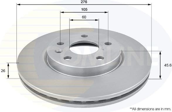 Brake disc, 1pcs FRONT ADC1151V