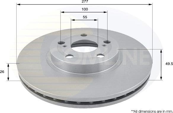 Brake disc, 1pcs FRONT ADC01109V