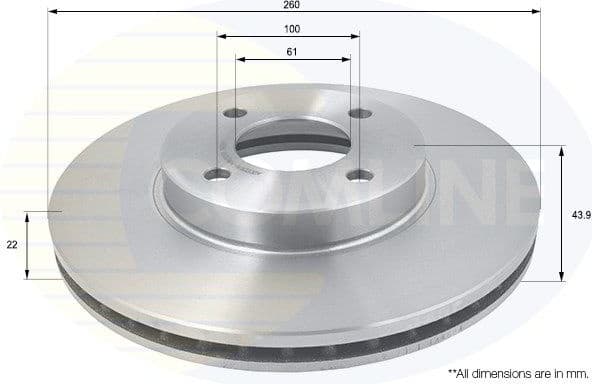 Brake disc, 1pcs FRONT ADC0281V