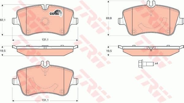 Brake Pad Set, disc brake COTEC GDB1514