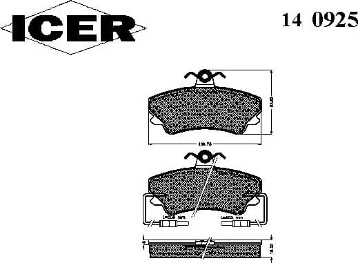 Brake pads front 140925700