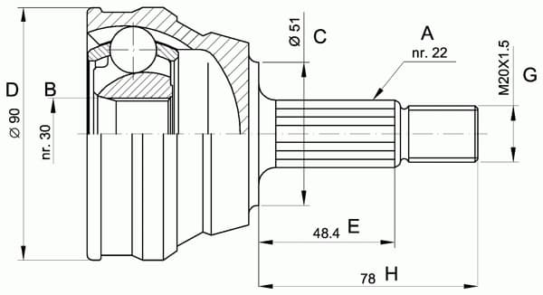 CV joint outer 15-1009