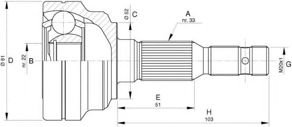 CV joint outer 15-1287