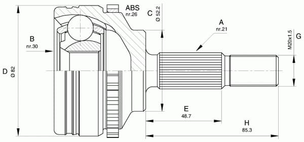 CV joint outer 15-1378