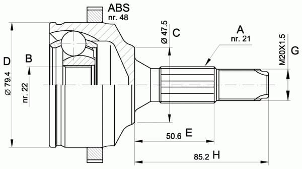 CV joint outer 15-1382