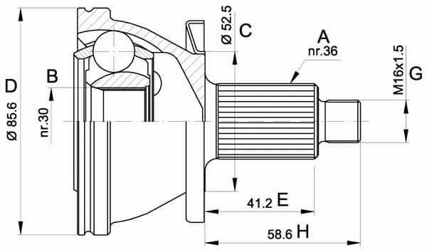 CV joint outer 15-1413