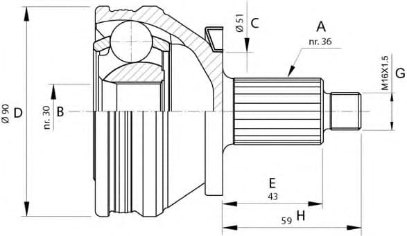 CV joint outer 15-1414