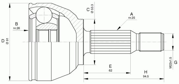 CV joint outer 15-1489