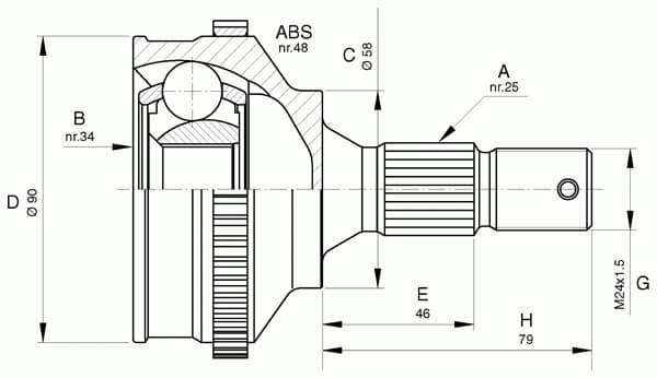 CV joint outer 15-1569 - image 3
