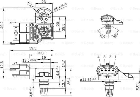 Sensor, boost pressure; Sender Unit, intake air temperature; Sensor, boost pressure 0261230280 - image 7