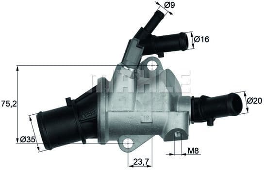 Thermostat, coolant BEHR TI14888