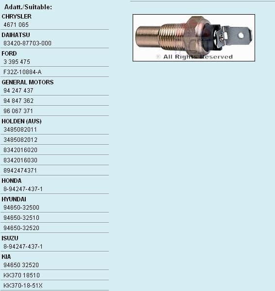 Sensor, coolant temperature Made in Italy - OE Equivalent 7.3080