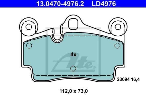 Brake Pad Set, disc brake ATE Ceramic 13.0470-4976.2