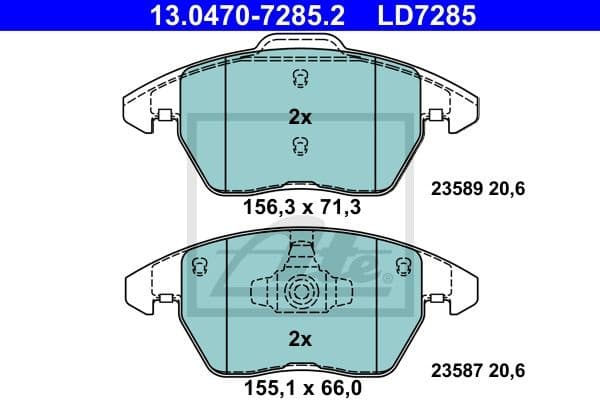 Brake Pad Set, disc brake ATE Ceramic 13.0470-7285.2