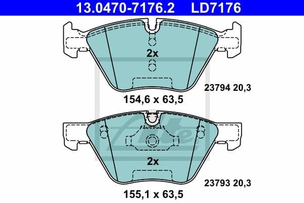 Brake Pad Set, disc brake ATE Ceramic 13.0470-7176.2