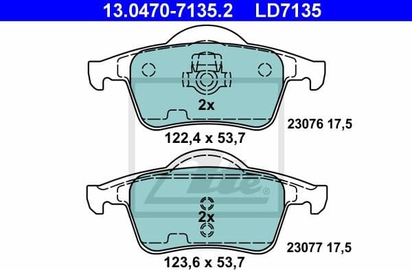 Brake Pad Set, disc brake ATE Ceramic 13.0470-7135.2