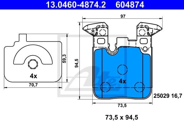 Brake Pad Set, disc brake 13.0460-4874.2