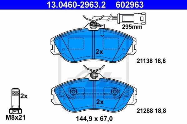 Brake Pad Set, disc brake 13.0460-2963.2