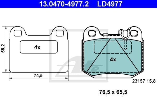 Brake Pad Set, disc brake ATE Ceramic 13.0470-4977.2