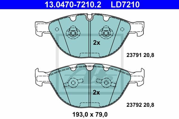 Brake Pad Set, disc brake ATE Ceramic 13.0470-7210.2