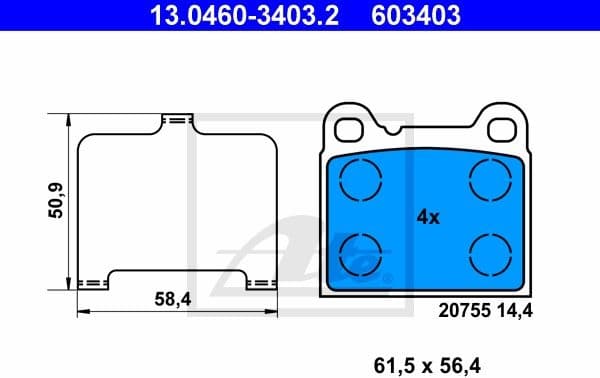 Brake Pad Set, disc brake 13.0460-3403.2