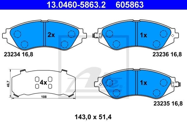 Brake Pad Set, disc brake 13.0460-5863.2