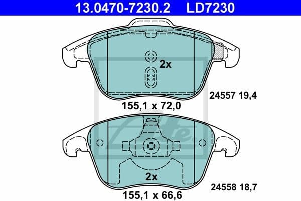 Brake Pad Set, disc brake ATE Ceramic 13.0470-7230.2