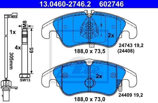 Brake Pad Set, disc brake 13.0460-2746.2