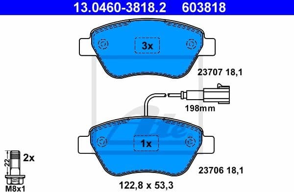Brake Pad Set, disc brake 13.0460-3818.2