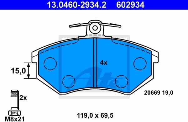 Brake Pad Set, disc brake 13.0460-2934.2