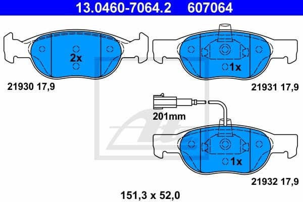Brake Pad Set, disc brake 13.0460-7064.2