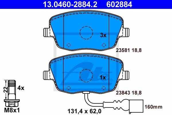 Brake Pad Set, disc brake 13.0460-2884.2