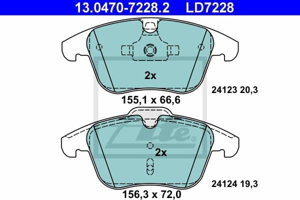 Brake Pad Set, disc brake ATE Ceramic 13.0470-7228.2