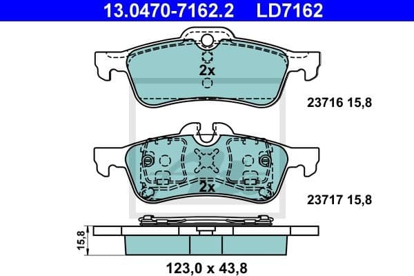 Brake Pad Set, disc brake ATE Ceramic 13.0470-7162.2