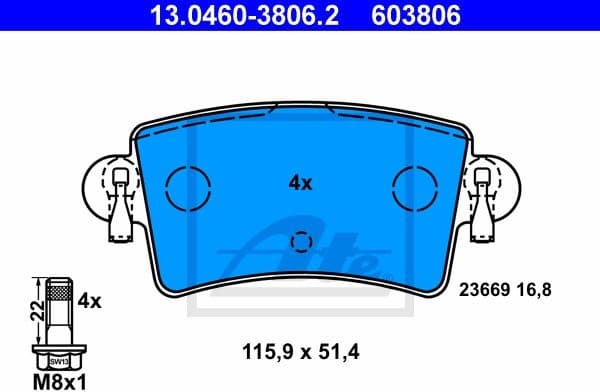 Brake Pad Set, disc brake 13.0460-3806.2