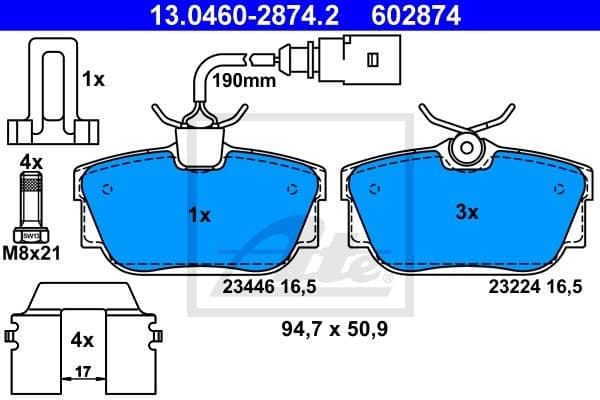 Brake Pad Set, disc brake 13.0460-2874.2